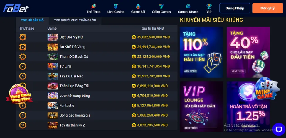Chọn mục nạp tiền 888now login